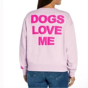 Wildfox Lilac Lavender Purple Pink Dogs Love Me Graphic Sweatshirt Size Small